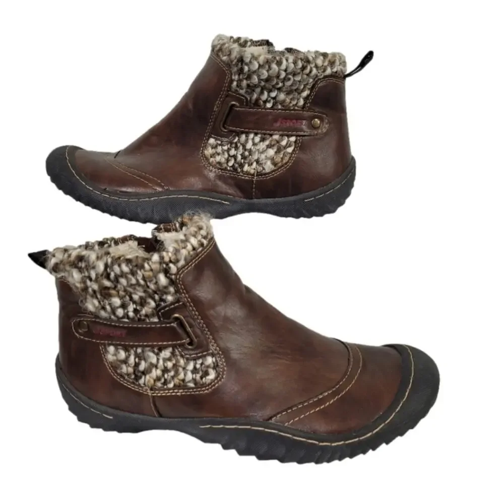 JSPORT by Jambu Darcie Boot WMS 9.5M  Brown Fall & Winter Faux Fur